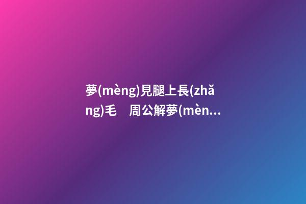 夢(mèng)見腿上長(zhǎng)毛　周公解夢(mèng)之夢(mèng)到腿上長(zhǎng)毛